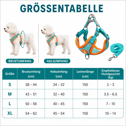 Hundegeschirr mit Leine | Reflektierendes No-Pull Brustgeschirr für Hunde