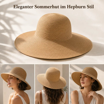 Damen Sonnenhut mit Breiter Krempe | Eleganter Sommer Strothut UV-Schutz