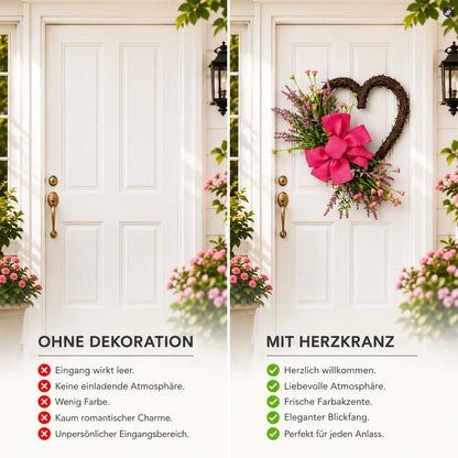 Türkranz Herbst Herz mit Kunstblumen für Haustür 45 cm
