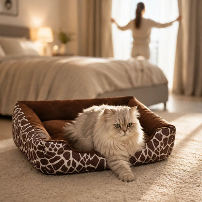 Katzenbett Winter | Warmes Plüschbett für Katzen mit hohem Rand