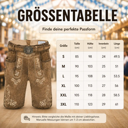 Oktoberfest Lederhose Herren aus Nubukleder mit Trachtengürtel