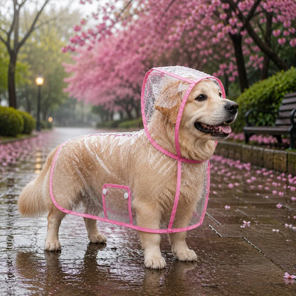 Hunde Regenmantel Transparent | Wasserdichter Regenponcho mit Kapuze