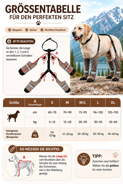 Wasserdichte Hundeschuhe mit Beinschutz – Rutschfest für Outdoor