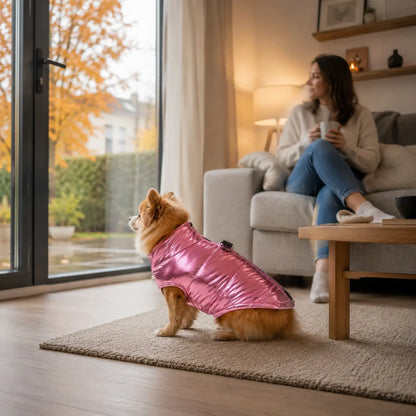 Hundemantel wasserdicht | Warmer Wintermantel mit Leinenringen