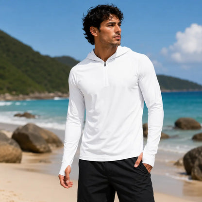 Herren UV-Schutz Langarmshirt UPF 50+ |Atmungsaktiv mit Kapuze