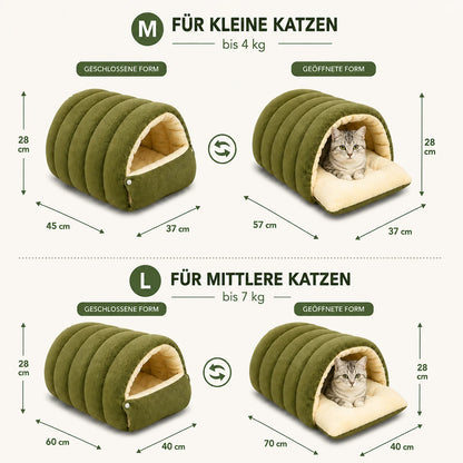 Winter Katzenbett | Warmes Katzenhöhle mit Plüsch