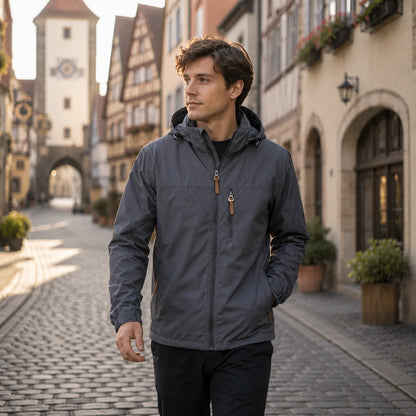Herren Regenjacke Wasserdicht mit Kapuze  | Winddichte Outdoorjacke