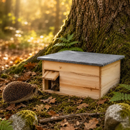 Igelhaus aus Holz für den Garten | Sicheres Winterquartier für Igel