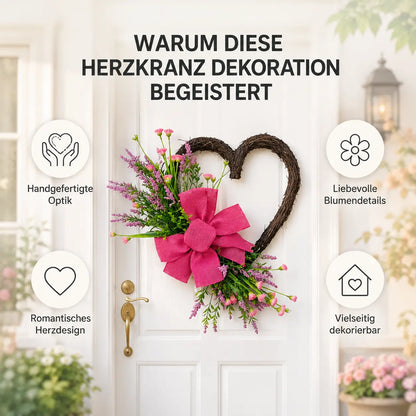 Türkranz Herbst Herz mit Kunstblumen für Haustür 45 cm