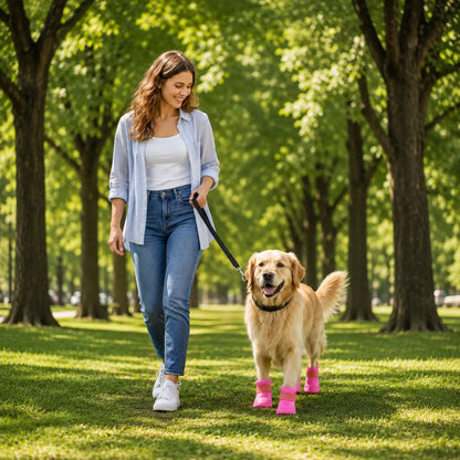Wasserdichte Hundeschuhe 4er-Set | Rutschfeste Gummistiefel für Hunde