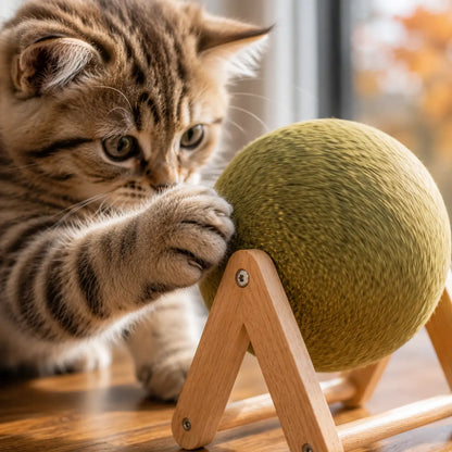 Große Katzenminze-Kugel mit Holzständer für Katzen | katzenspielzeug