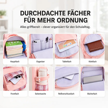 Mädchen Schulrucksack Wasserdicht | Leichter mit Fächern