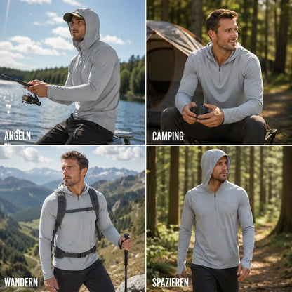Herren UV-Schutz Langarmshirt UPF 50+ |Atmungsaktiv mit Kapuze