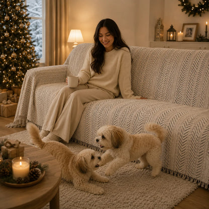Chenille Sofabezug | Extra großer Sofaschutz für Winter & Kälte