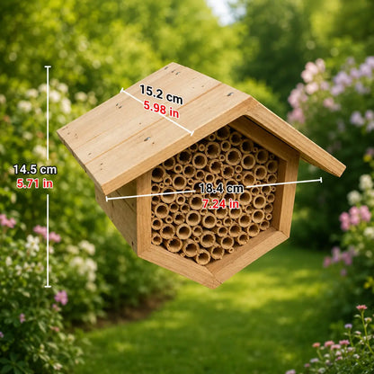 Insect hotel made of wood | Hexagonal bee hotel for garden & balcony