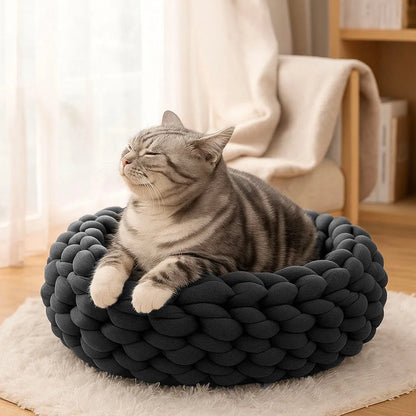 Katzenkorb Baumwolle – Handgewebt & weich | Kuschelbett & Katzenhöhle