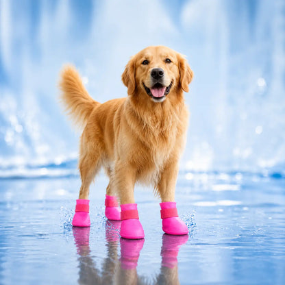 Wasserdichte Hundeschuhe 4er-Set | Rutschfeste Gummistiefel für Hunde