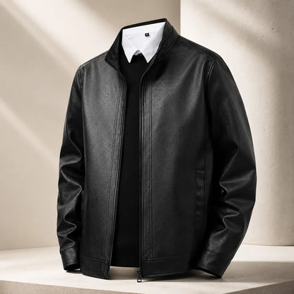 Herren Lederjacke | Vintage Stehkragen Jacke