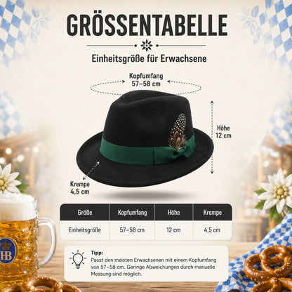 Oktoberfest Hut aus Filz für Damen & Herren mit Feder