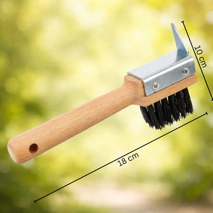 Hoof Scraper with Brush | Wooden Handle Hoof Cleaner for Horse Care