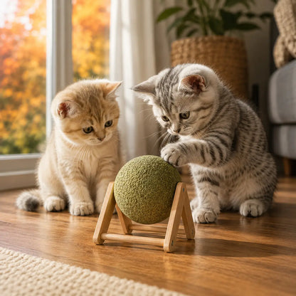 Große Katzenminze-Kugel mit Holzständer für Katzen | katzenspielzeug