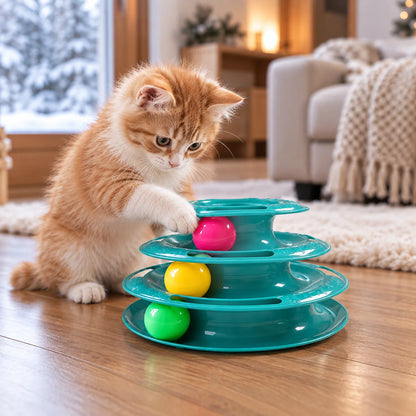 Katzenspielzeug Interaktiv | 3-stufiges Ballspielzeug für Katzen