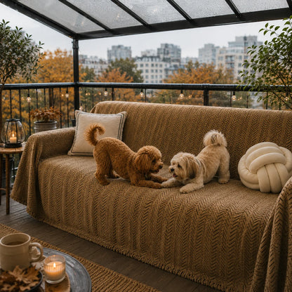 Chenille Sofabezug | Extra großer Sofaschutz für Winter & Kälte