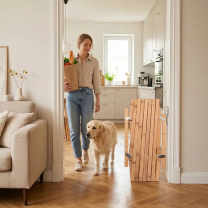 Expandable Wooden Dog Gate for Doors & Stairs