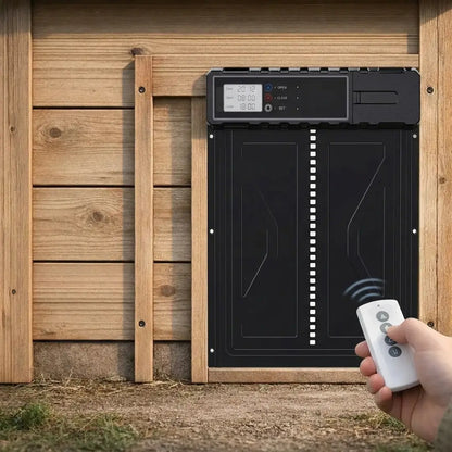 Automatische Hühnerklappe Solar | LCD & Licht-Sensor mit Fernbedienung