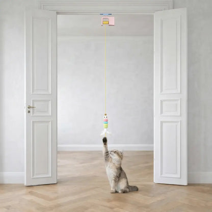 Cat toy for door frames | Interactive cat play with feather