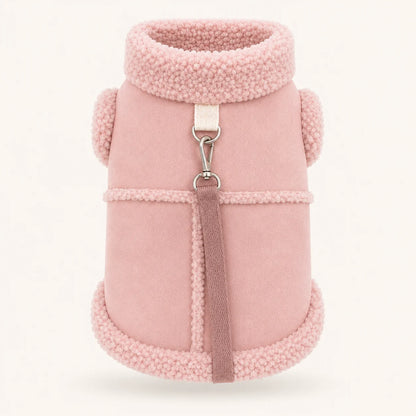 Hundemantel Winter | Wildleder-Optik mit Fleece & Leinenring