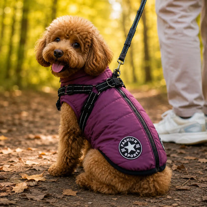 Wasserdichter Hundemantel mit Geschirr für kleine & mittlere Hunde