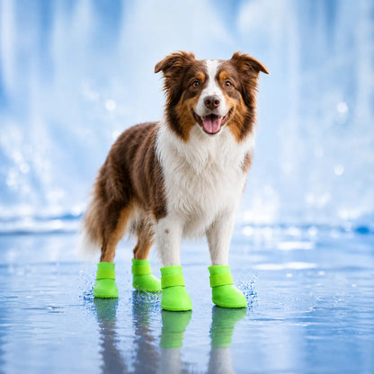 Wasserdichte Hundeschuhe 4er-Set | Rutschfeste Gummistiefel für Hunde