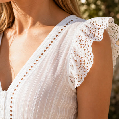Dirndlbluse Damen für Oktoberfest | V-Ausschnitt & Flügelärmel