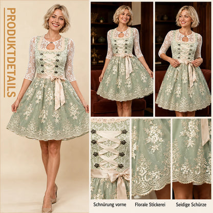 Oktoberfest Dirndl Damen | Elegantes Trachtenkleid mit Blumenstickerei