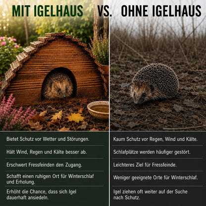 Igelhaus aus Holz | Wetterfestes Winterquartier für Igel