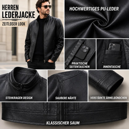 Herren Lederjacke | Vintage Stehkragen Jacke