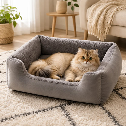 Katzenbett für Hunde & Katzen|Weiches Plüschbett mit PP-Füllung