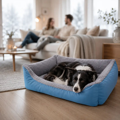Hundebett Winter | Warmes Plüschbett für Hunde mit hohem Rand