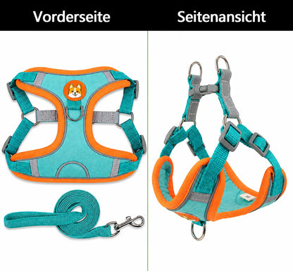 Hundegeschirr mit Leine | Reflektierendes No-Pull Brustgeschirr für Hunde