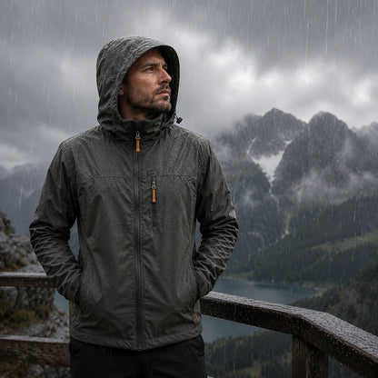 Herren Regenjacke Wasserdicht mit Kapuze  | Winddichte Outdoorjacke