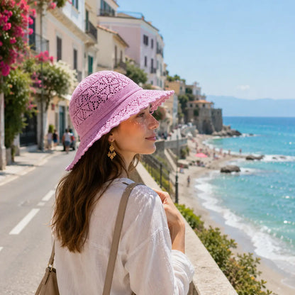 Damen Sonnenhut mit UV-Schutz | Faltbarer Sommerhut aus Polyester