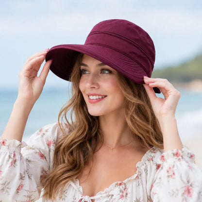 Faltbarer Damen Sonnenhut mit UV-Schutz & Breiter Krempe