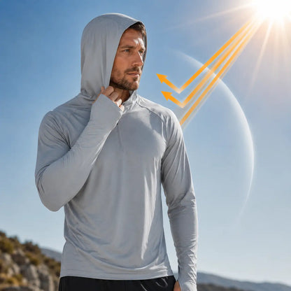 Herren UV-Schutz Langarmshirt UPF 50+ |Atmungsaktiv mit Kapuze