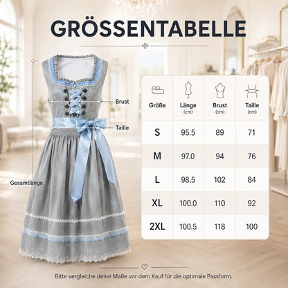 Oktoberfest Dirndl Damen Trachtenkleid 2-teilig mit Schürze