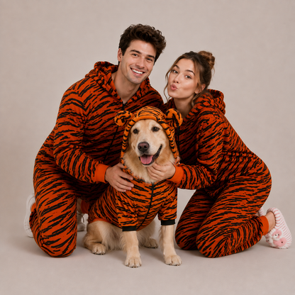 Tiger Partnerlook | Onesie & Hundemantel für Mensch und Hund