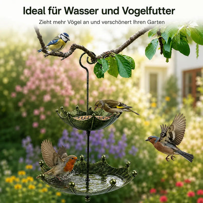 Antike Vogelfutter mit Schirm | Hängende Vogeltränke