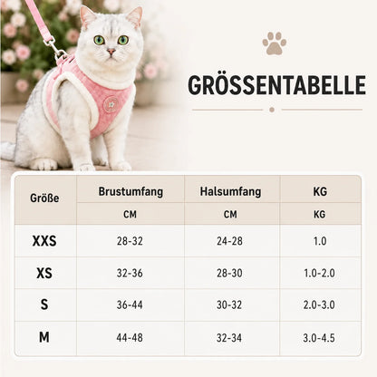 Katzengeschirr mit Leine aus Cord | Weich, Reflektierend & Verstellbar