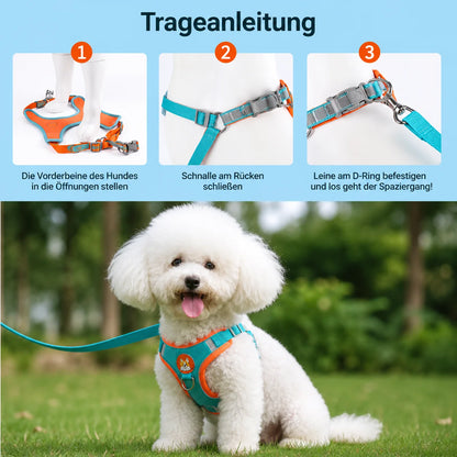 Hundegeschirr mit Leine | Reflektierendes No-Pull Brustgeschirr für Hunde