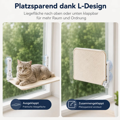 Katzenbett Fenster | Klappbare Fensterliege mit starken Saugnäpfen